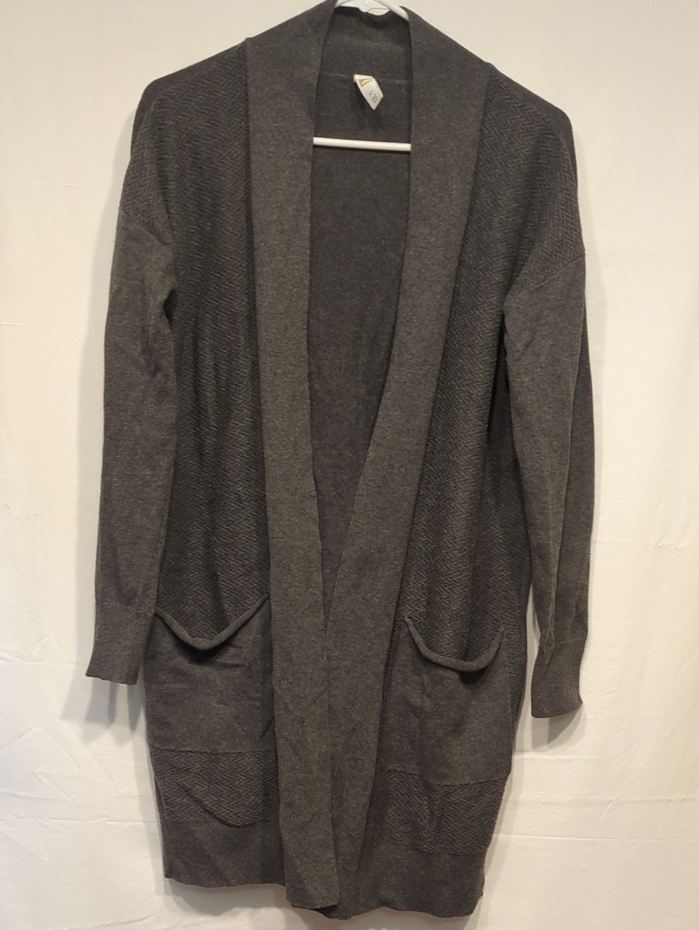Lole Charcoal Grey Long Open-Front Cardigan